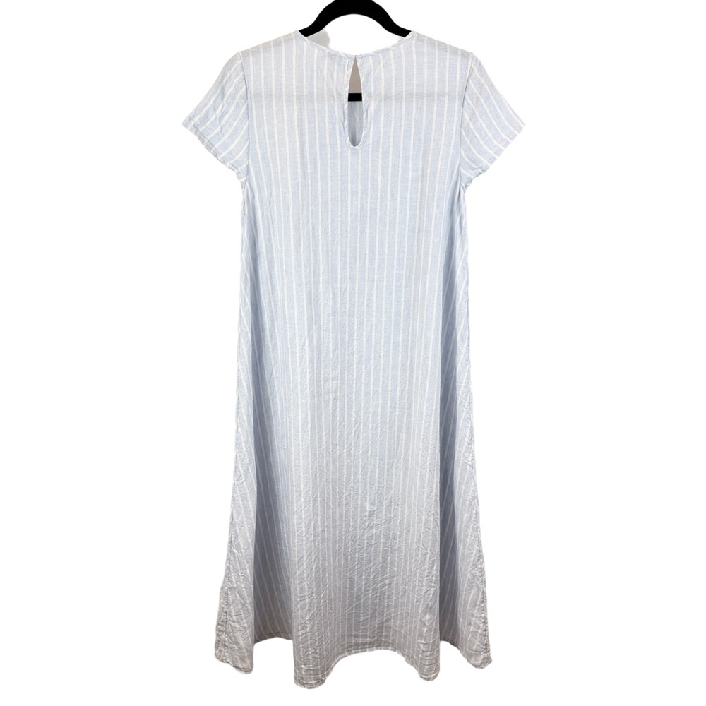 Aritzia The Group Allay Linen Maxi T-Shirt Dress Powder Blue White Stripe sz S - Picture 5 of 9